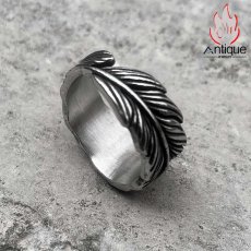 画像4: Antique Jewelry パンク風 羽 ファッション チタン鋼 リング 男性用 シンプル 個性的なアクセサリーリング (4)