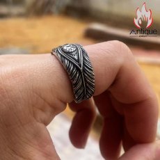 画像6: Antique Jewelry パンク風 羽 ファッション チタン鋼 リング 男性用 シンプル 個性的なアクセサリーリング (6)