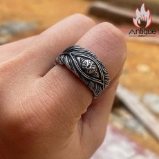 画像7: Antique Jewelry パンク風 羽 ファッション チタン鋼 リング 男性用 シンプル 個性的なアクセサリーリング (7)