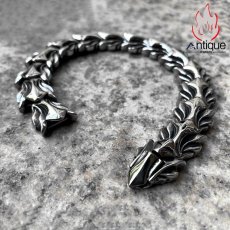 画像5: Antique Jewelry 欧米風のモダンで高級感のあるレトロな龍骨チェーンブレスレット 男性用のチタンスチール製潮流アクセサリーで、色が落ちません (5)