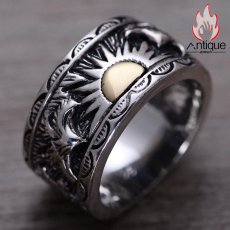 画像2: Antique Jewelry S925シルバー ビンテージ メンズファッションシンプル指輪 インディアンフライングイーグル模様 刻印可能なヨーロッパ&アメリカンスタイルのリング (2)