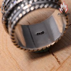 画像6: Antique Jewelry S925シルバー ビンテージ ワイドタイプ 扭ね花柄個性的なメンズ指輪 ジルコニア付きインデックスリング (6)