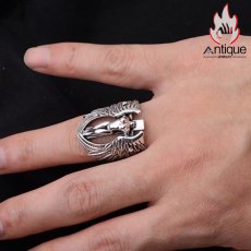 画像9: Antique Jewelry S925シルバーアクセサリー 大天使ガーディアンリング ビンテージ ユニークな大きな指輪 男性用 (9)