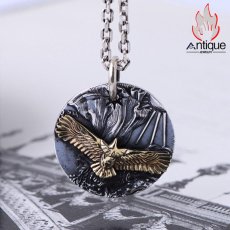 画像6: Antique Jewelry S999シルバー ビンテージ メンズイーグルペンダント ナバルイーグルの羽ばたきモチーフ 個性的なユニセックスネックレス (6)