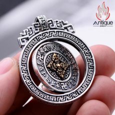 画像8: Antique Jewelry S925シルバー ビンテージ メンズファッションペンダント 六字真言金剛杵モチーフ 簡素なデザインプレゼントアイテム (8)