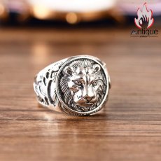 画像3: Antique Jewelry 獅子の王冠リング - 男性用の個性的な925銀リング、古風でおしゃれ、獅子の勇ましい心を表現した独特なデザイン (3)