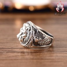 画像4: Antique Jewelry 獅子の王冠リング - 男性用の個性的な925銀リング、古風でおしゃれ、獅子の勇ましい心を表現した独特なデザイン (4)