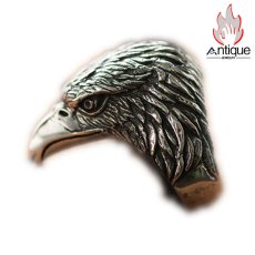 画像1: Antique Jewelry S925シルバー ビンテージ 鷲の羽ばたき 鷲の頭パーソナライズドファッションメンズリング (1)