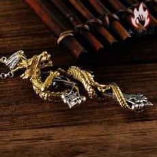 画像4: Antique Jewelry ビンテージ＆ミステリアス！欧米風ドラゴンクロスペンダントと龍のプレートペンダント！S925銀製のゴージャスなドラゴンシルバーアクセサリー (4)