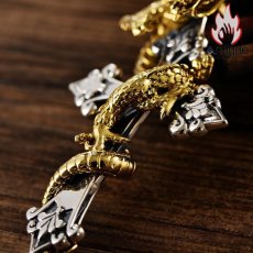 画像7: Antique Jewelry ビンテージ＆ミステリアス！欧米風ドラゴンクロスペンダントと龍のプレートペンダント！S925銀製のゴージャスなドラゴンシルバーアクセサリー (7)