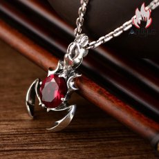 画像12: Antique Jewelry S925シルバー ビンテージ ファッションメンズ 天蠍座 切り面のついた赤いルビーと青い水晶のペンダント (12)