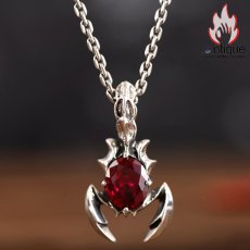 画像2: Antique Jewelry S925シルバー ビンテージ ファッションメンズ 天蠍座 切り面のついた赤いルビーと青い水晶のペンダント (2)