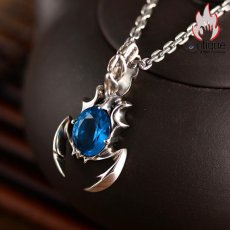 画像5: Antique Jewelry S925シルバー ビンテージ ファッションメンズ 天蠍座 切り面のついた赤いルビーと青い水晶のペンダント (5)