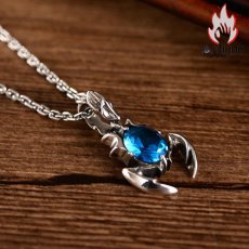 画像6: Antique Jewelry S925シルバー ビンテージ ファッションメンズ 天蠍座 切り面のついた赤いルビーと青い水晶のペンダント (6)