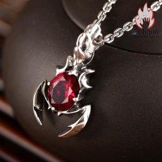 画像8: Antique Jewelry S925シルバー ビンテージ ファッションメンズ 天蠍座 切り面のついた赤いルビーと青い水晶のペンダント (8)