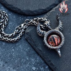 画像10: Antique Jewelry ビンテージなルシファー悪魔の目ペンダント メンズの個性的なチタンスチール製ネックレス、すべてのスタイルに合う毛糸のチェーン (10)