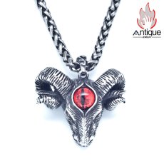 画像1: Antique Jewelry 悪魔の目とサタンのヒツジのトーテムネックレス メンズのビンテージスタイル、チタン鋼ペンダントはどんなスタイルにも合う汎用性の高い個性アイテム (1)