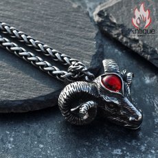 画像10: Antique Jewelry 悪魔の目とサタンのヒツジのトーテムネックレス メンズのビンテージスタイル、チタン鋼ペンダントはどんなスタイルにも合う汎用性の高い個性アイテム (10)