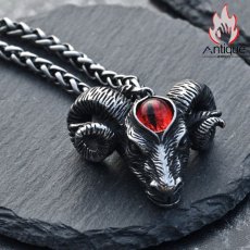 画像11: Antique Jewelry 悪魔の目とサタンのヒツジのトーテムネックレス メンズのビンテージスタイル、チタン鋼ペンダントはどんなスタイルにも合う汎用性の高い個性アイテム (11)