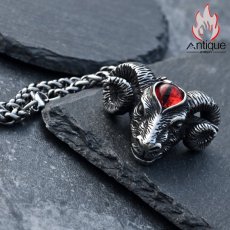 画像12: Antique Jewelry 悪魔の目とサタンのヒツジのトーテムネックレス メンズのビンテージスタイル、チタン鋼ペンダントはどんなスタイルにも合う汎用性の高い個性アイテム (12)