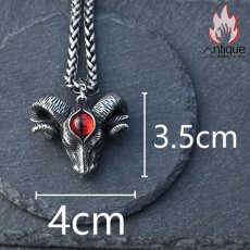 画像16: Antique Jewelry 悪魔の目とサタンのヒツジのトーテムネックレス メンズのビンテージスタイル、チタン鋼ペンダントはどんなスタイルにも合う汎用性の高い個性アイテム (16)