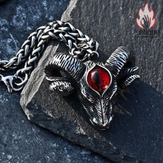 画像3: Antique Jewelry 悪魔の目とサタンのヒツジのトーテムネックレス メンズのビンテージスタイル、チタン鋼ペンダントはどんなスタイルにも合う汎用性の高い個性アイテム (3)