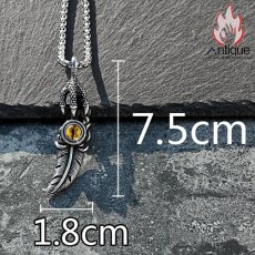 画像14: Antique Jewelry ゴッドアイホーククロウフェザーペンダントチェーン メンズ レトロ スタイリッシュ パンクスタイル チタンスチール製ネックレス (14)