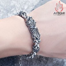 画像10: Antique Jewelry レトロなレオパードクロスチタンスチールブレスレット メンズ ユニークで文学的なクリエイティブアクセサリー (10)