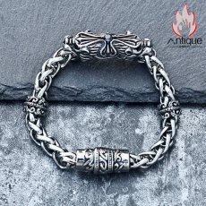 画像3: Antique Jewelry レトロなレオパードクロスチタンスチールブレスレット メンズ ユニークで文学的なクリエイティブアクセサリー (3)