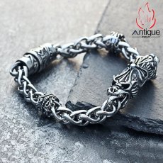 画像6: Antique Jewelry レトロなレオパードクロスチタンスチールブレスレット メンズ ユニークで文学的なクリエイティブアクセサリー (6)