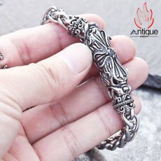 画像9: Antique Jewelry レトロなレオパードクロスチタンスチールブレスレット メンズ ユニークで文学的なクリエイティブアクセサリー (9)