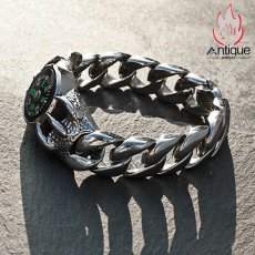 画像2: Antique Jewelry アウトドア用ドラゴンクローロケットコンパスチタンスチールブレスレット メンズ 欧米風のパンクなアクセサリー (2)