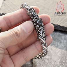 画像12: Antique Jewelry 欧米風レトロなブラックジルコンクロスチタンスチールブレスレット メンズ クールなパンクスタイルアクセサリー (12)