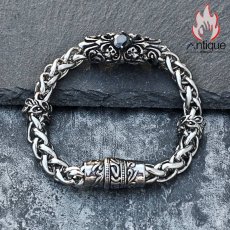 画像3: Antique Jewelry 欧米風レトロなブラックジルコンクロスチタンスチールブレスレット メンズ クールなパンクスタイルアクセサリー (3)