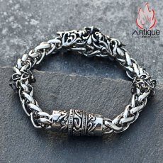 画像5: Antique Jewelry 欧米風レトロなブラックジルコンクロスチタンスチールブレスレット メンズ クールなパンクスタイルアクセサリー (5)