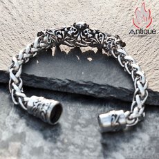 画像7: Antique Jewelry 欧米風レトロなブラックジルコンクロスチタンスチールブレスレット メンズ クールなパンクスタイルアクセサリー (7)