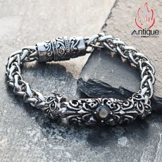 画像8: Antique Jewelry 欧米風レトロなブラックジルコンクロスチタンスチールブレスレット メンズ クールなパンクスタイルアクセサリー (8)