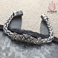 画像9: Antique Jewelry 欧米風レトロなブラックジルコンクロスチタンスチールブレスレット メンズ クールなパンクスタイルアクセサリー (9)