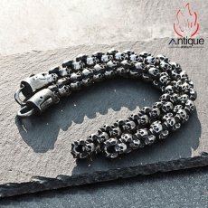 画像5: Antique Jewelry レトロなパンクスカルブレスレット 欧米風ユニークなチタンスチールアクセサリー、カジュアルでオリジナルなクリエイティブブレスレット (5)