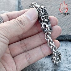 画像10: Antique Jewelry パーソナルでレトロなスネークスカルブレスレット メンズ チタンスチールのスタイリッシュなクリエイティブアクセサリー (10)