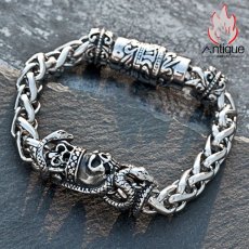 画像8: Antique Jewelry パーソナルでレトロなスネークスカルブレスレット メンズ チタンスチールのスタイリッシュなクリエイティブアクセサリー (8)