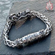 画像9: Antique Jewelry パーソナルでレトロなスネークスカルブレスレット メンズ チタンスチールのスタイリッシュなクリエイティブアクセサリー (9)