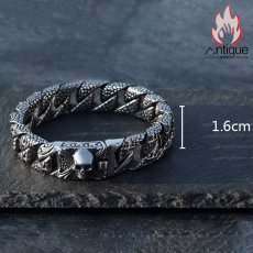 画像16: Antique Jewelry レトロなスカルクロスブレスレット メンズ パーソナルなチタンスチールアクセサリー、オールマッチで流行のパンクスタイルの手首装飾品 (16)