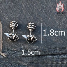 画像12: Antique Jewelry レトロな2面のブラックダイヤモンドイヤリング パーソナルなチタンスチールイヤリング、韓国風のクリエイティブなアクセサリー、パンクなスタイル (12)