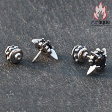 画像6: Antique Jewelry レトロな2面のブラックダイヤモンドイヤリング パーソナルなチタンスチールイヤリング、韓国風のクリエイティブなアクセサリー、パンクなスタイル (6)