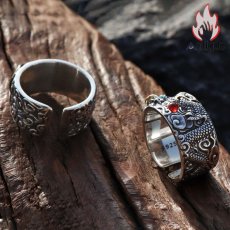 画像12: Antique Jewelry 祥龍戯珠リング メンズ S925シルバー パーソナルな指輪、レトロな食指リングアクセサリー、開口式のクリエイティブな指輪 (12)