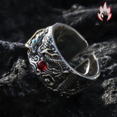 画像13: Antique Jewelry 祥龍戯珠リング メンズ S925シルバー パーソナルな指輪、レトロな食指リングアクセサリー、開口式のクリエイティブな指輪 (13)