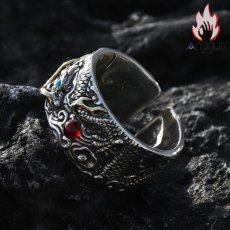画像15: Antique Jewelry 祥龍戯珠リング メンズ S925シルバー パーソナルな指輪、レトロな食指リングアクセサリー、開口式のクリエイティブな指輪 (15)