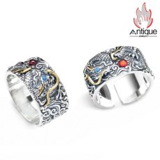 画像6: Antique Jewelry 祥龍戯珠リング メンズ S925シルバー パーソナルな指輪、レトロな食指リングアクセサリー、開口式のクリエイティブな指輪 (6)