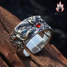 画像8: Antique Jewelry 祥龍戯珠リング メンズ S925シルバー パーソナルな指輪、レトロな食指リングアクセサリー、開口式のクリエイティブな指輪 (8)